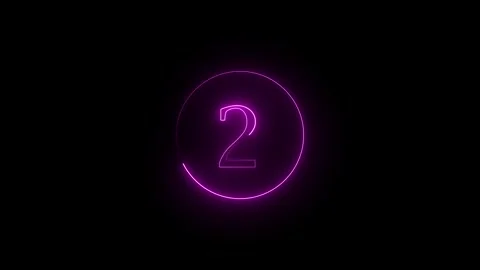 Neon countdown timer animation showing numbers five to zero with purple glo.. Stock Footage 332158301