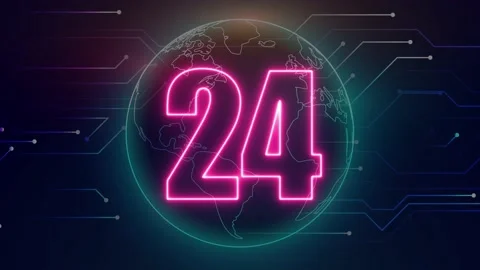 Neon Countdown Timer animation. vd 1600 Video stock 172107069