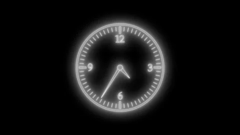 Neon Countdown Timer Clock Isolated Animation in Futuristic Style Stock Footage 308044901