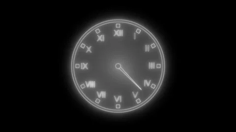 Neon Countdown Timer Clock with Simple and Smooth Animation, Glowing Neon C.. Stock Footage 308044118