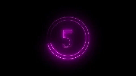 Neon countdown timer showing numbers from ten to one with pulsing purple gl.. Stock Footage 332158303