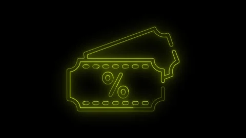 Neon coupon icon animation loop discount Video stock 330759766