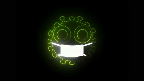 Neon COVID Virus Logo, Keep Distance Stock Footage 134558815