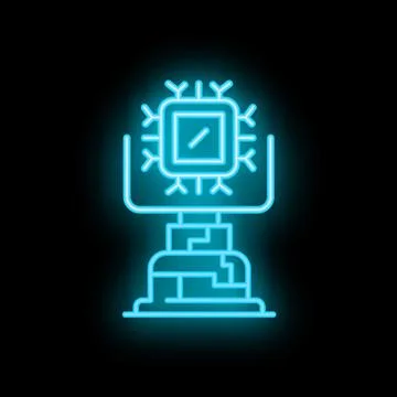 Neon cpu chip shining, symbolizing computing power Stock Illustration