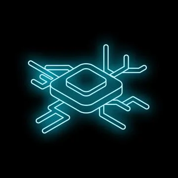 Neon cpu is glowing on dark background イラスト素材