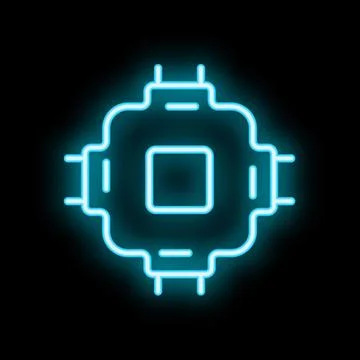 Neon cpu shining in the dark background 스톡 일러스트