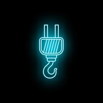 Neon crane hook hoist lifting icon glowing Ilustración de archivo
