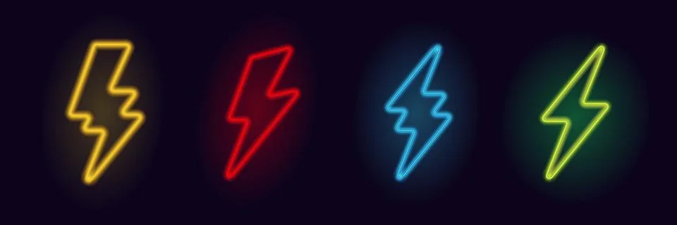 Neon Creative Vector Logo Power Bolt and Energy Flash Stock Illustration