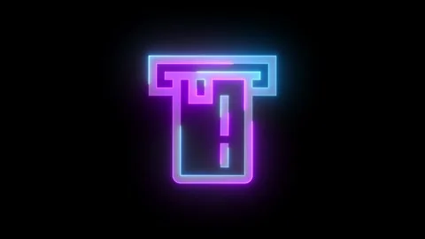 Neon credit card chip reader icon cyan purple color glowing animation 스톡 동영상 270383672