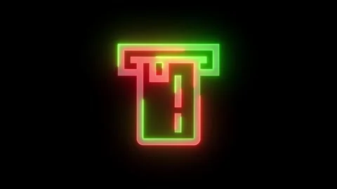 Neon credit card chip reader icon green red color glowing animation 스톡 동영상 270383675