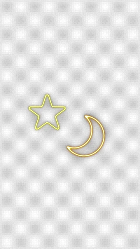 Neon Crescent Moon and Star Flickering Loop Animation for Halloween Night Stock Footage 341841696
