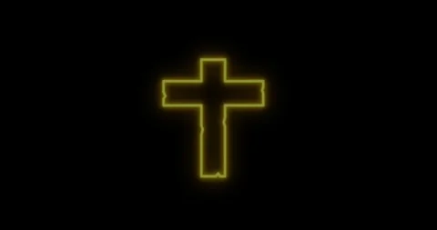 Neon Cross Glowing in the Dark. Vidéo 318048792