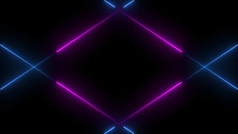 Neon cross line rectangle frame isolated animation on black background. Neo.. 動画素材 332049663