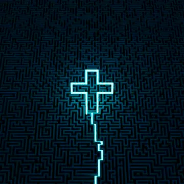 Neon cross maze Illustrazione stock