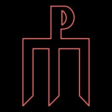 Neon cross monogram Trident symbol Secret concept sign Religious cross red .. Stock Illustration