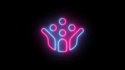 Neon crowd animation on black background. Stockbeeldmateriaal 297951852