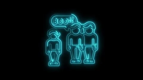 Neon crowd icon shouting boo concept frightening spooky graphic element for.. Stock Footage 312310006