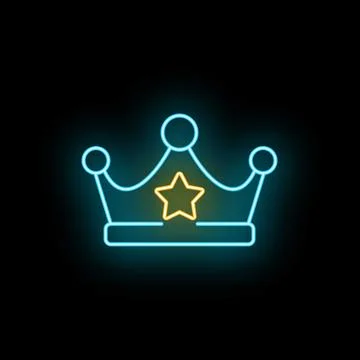 Neon crown with glowing star representing royalty and success Stock-Illustration