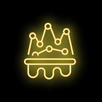 Neon crown icon with data points forming crown shape Stock Illustration