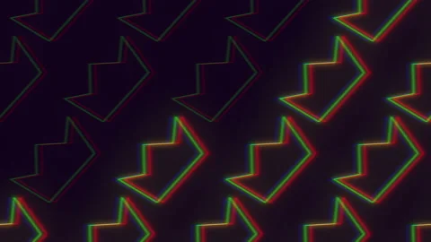 Neon crown pattern with glitch effect on black gradient Video stock 233299460