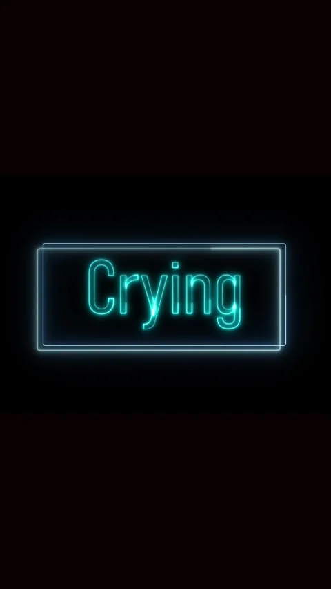 Neon crying word animated on black background with glowing teal text displa.. Stock Footage 315015422