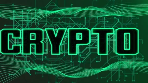 Neon CRYPTO Inscription Animation.  Network Connection. 4K Video stock 201545646