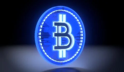 Neon Cryptocurrency Bitcoin - 3D illustration Stock Illustration