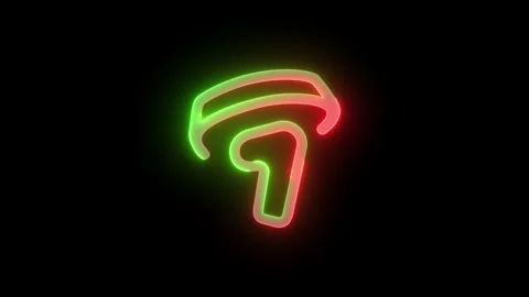 Neon ctrl spatial right icon green red color glowing animation black backgro Stock Footage 270783875