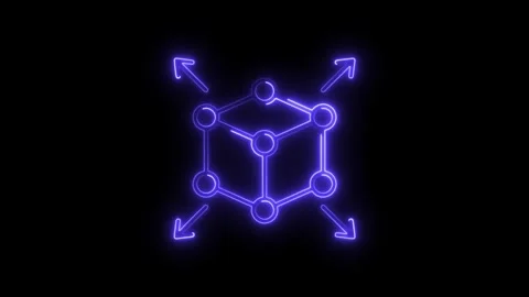 Neon cube and arrows expansion concept on black background animation explod.. Stock Footage 308287104