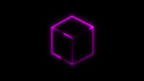 Neon Cube box icon loop animation, glowing box frame line moving. Stock Footage 321742254