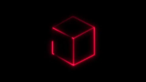 Neon Cube box icon loop animation, glowing box frame line moving. Stock Footage 321742259
