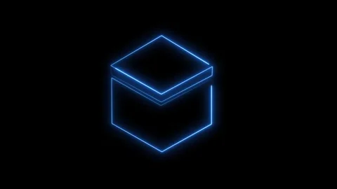 Neon Cube box icon loop animation, glowing box frame line moving. Stock Footage 321742260