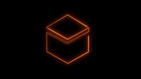 Neon Cube box icon loop animation, glowing box frame line moving. Stock Footage 321742266