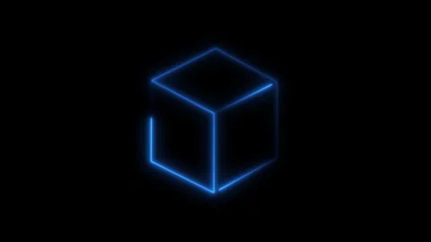 Neon Cube box icon loop animation, glowing box frame line moving. Stock Footage 321742430