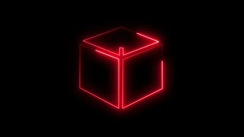 Neon Cube box icon loop animation, glowing box frame line moving. Stock Footage 321742637