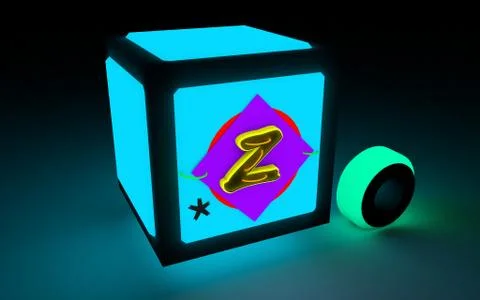 Neon Cube Stock Illustration