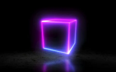 Neon cube Stock Illustration