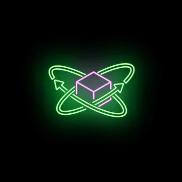 Neon cube rotating virtual augmented reality 360 view Stock Illustration