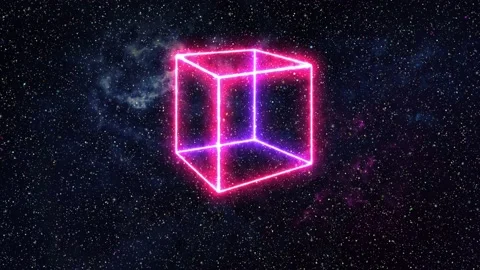 Neon Cube on Starry Sky Stock Footage 169332850