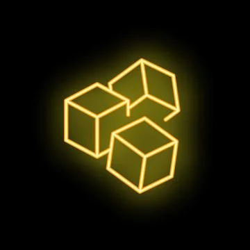 Neon cubes glowing on black background Stock Illustration