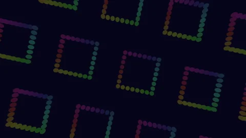 Neon cubes pattern with neon dots on dark gradient Video stock 240294530