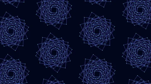 Neon cubes seamless pattern with dots and lines on black gradient Video stock 230063068