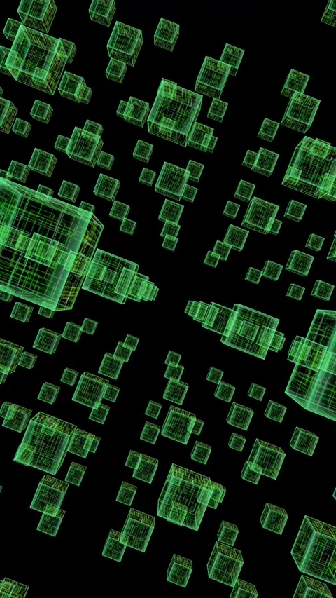 Neon Cubes Vertical Stock Footage 330336142