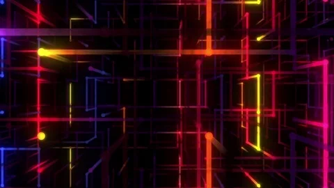 Neon Cubic Structure Video stock 84018373