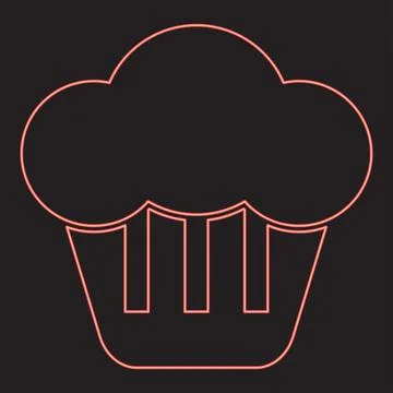Neon cupcake red color vector illustration image flat style Illustrazione stock