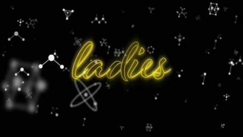 Neon cursive text fading in then assembling to spell ladies for branding amid Stock Footage 312408227