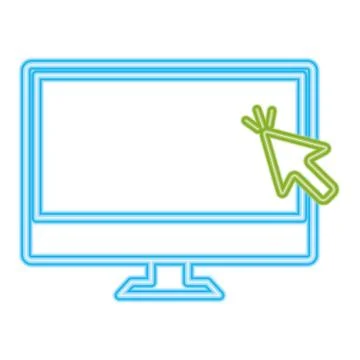 Neon cursor arrow on computer vector design Illustrazione stock