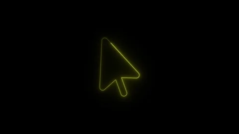 Neon cursor arrow glowing yellow icon floating on black background digital .. Stock Footage 345550211