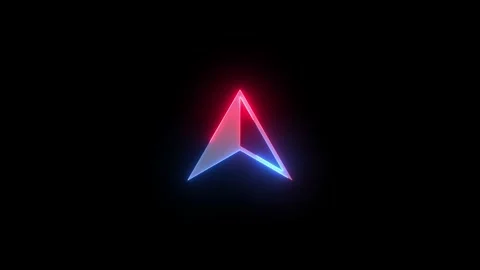 Neon up cursor arrow icon blue red color glowing animated black background Stock Footage 274575633