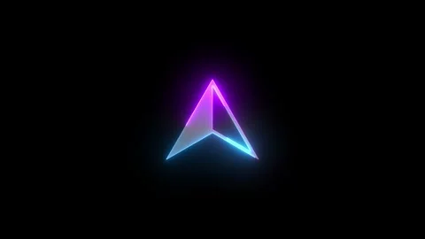 Neon up cursor arrow icon cyan purple color glowing animated black background Stock Footage 274575619
